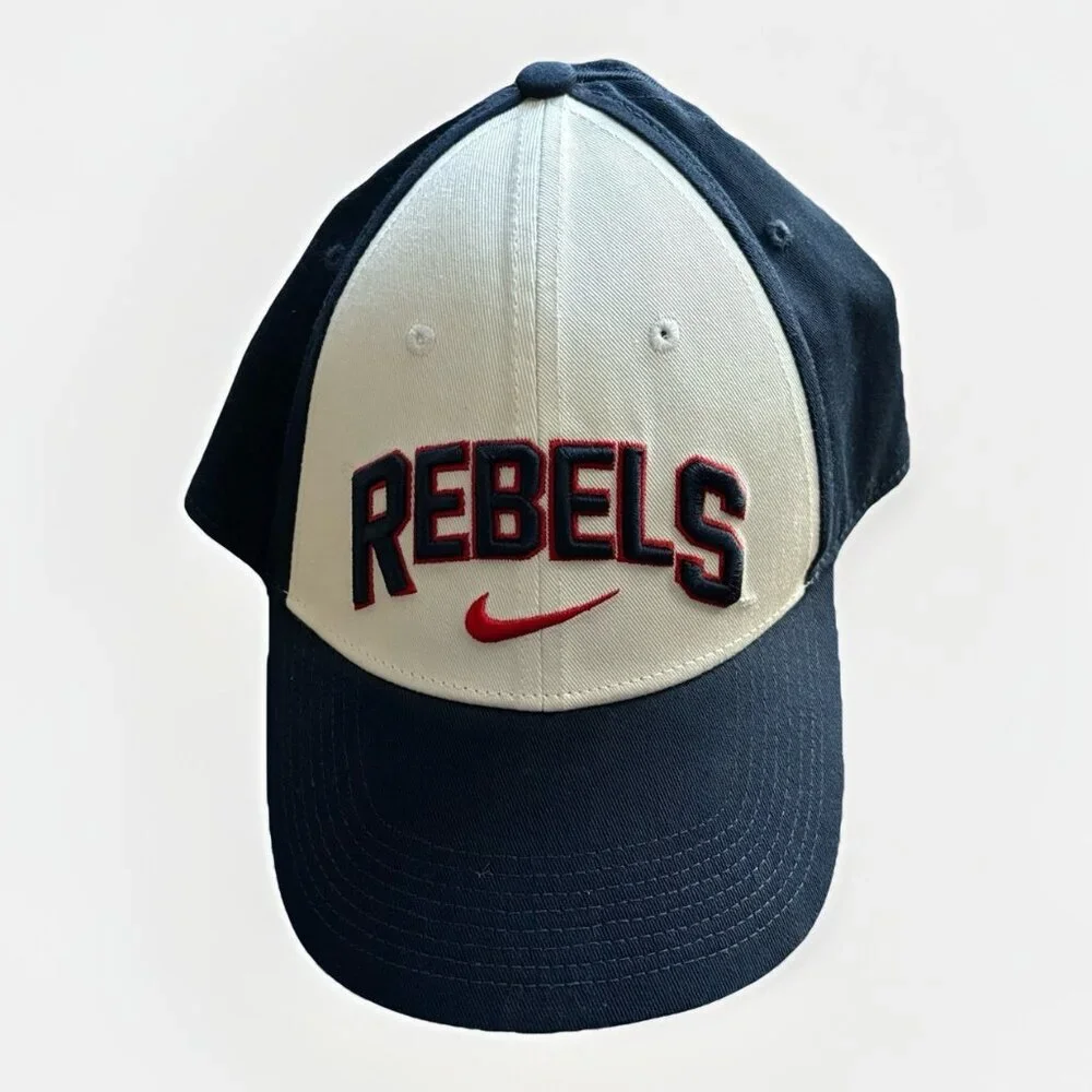 Nike Ole Miss Rebels Hat Cap NCAA‎ Blue Red NON Adjustable Sporty Gym Athleisure